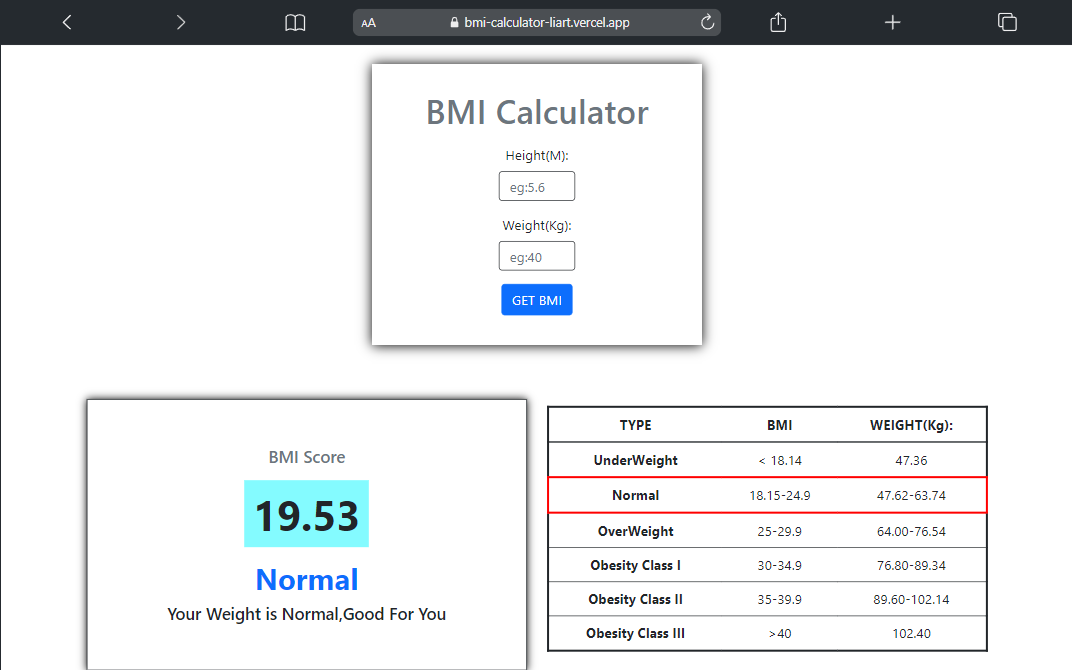 BMI Calculator